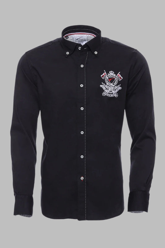 Emblemed Long Sleeve Black Shirt