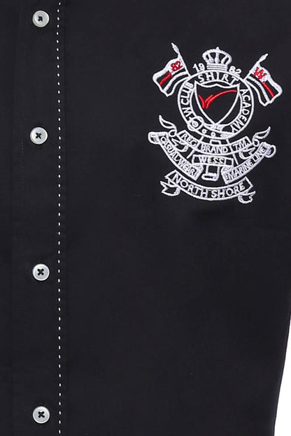 Emblemed Long Sleeve Black Shirt