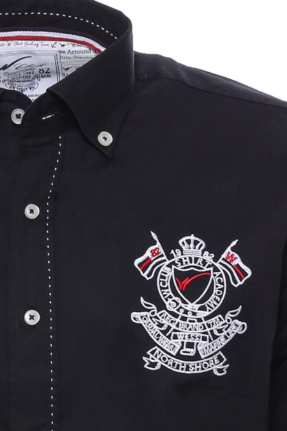 Emblemed Long Sleeve Black Shirt