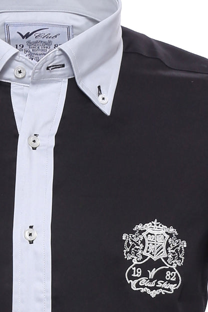 Cotton- Satin Black Men's Sport Shirt -