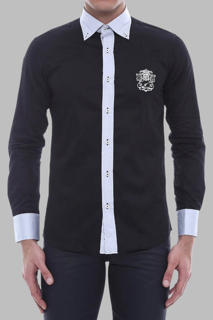 Cotton- Satin Black Men's Sport Shirt -