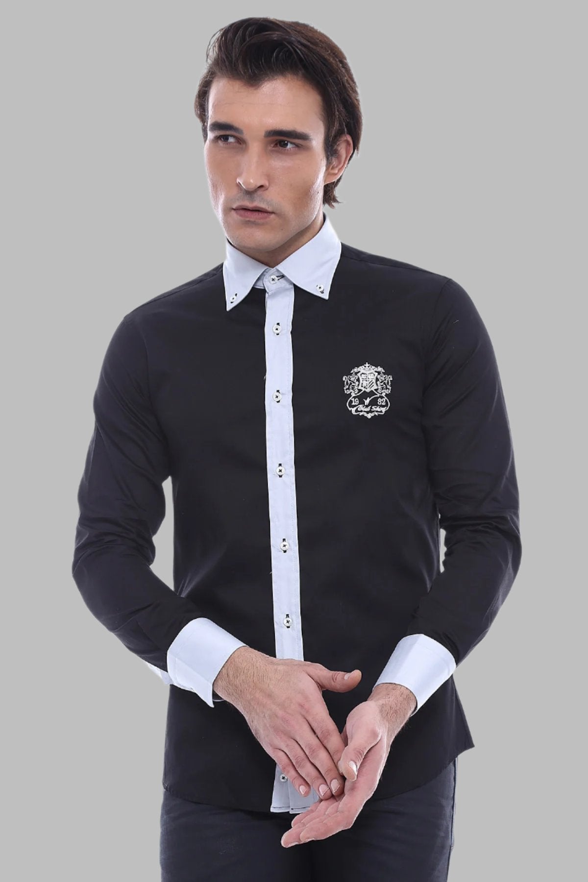 Cotton- Satin Black Men's Sport Shirt -