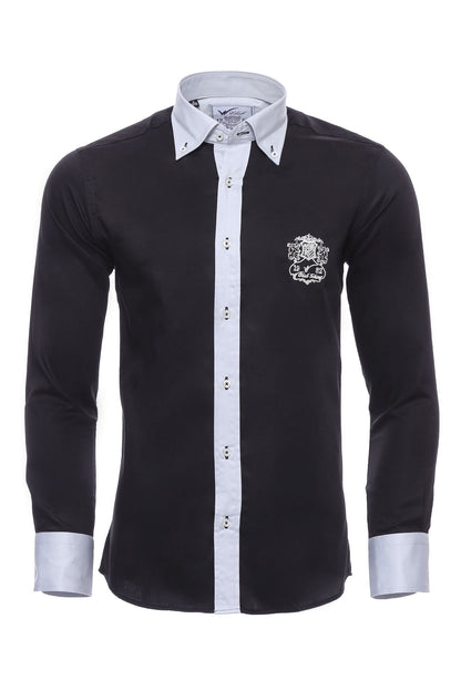Cotton- Satin Black Men's Sport Shirt -