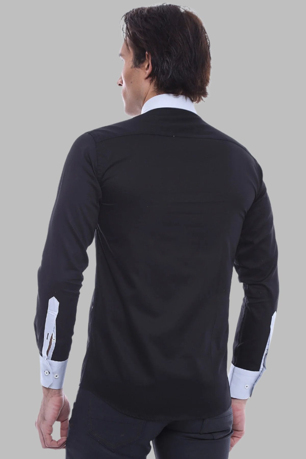 Cotton- Satin Black Men's Sport Shirt -