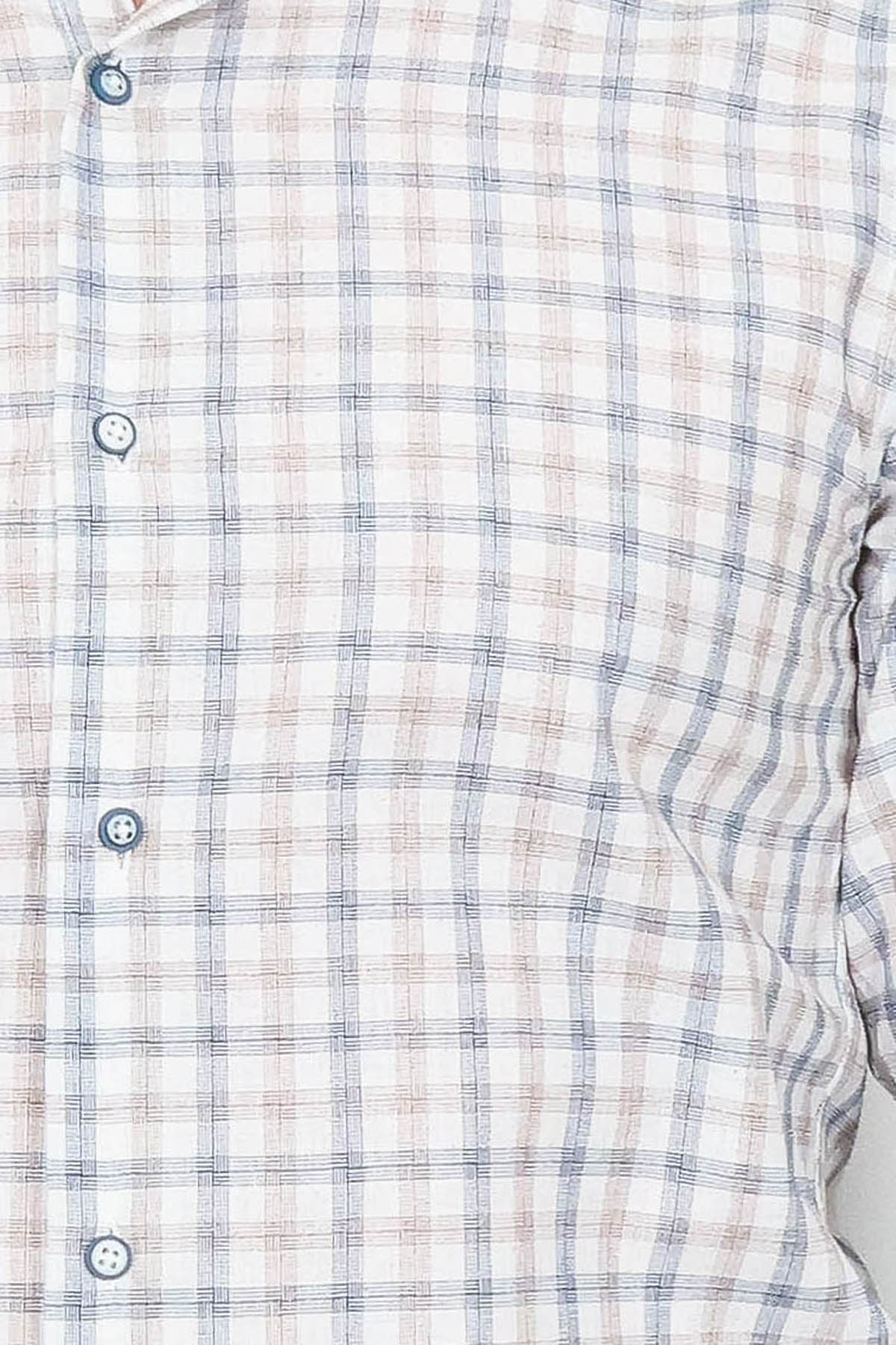 Cream Slim Fit Check Men's Shirt