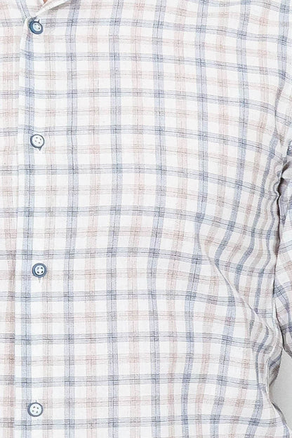 Cream Slim Fit Check Men's Shirt