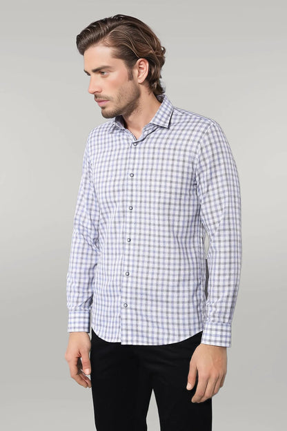 Blue Slim Fit Check Shirt