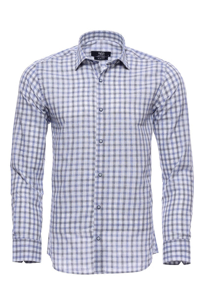 Blue Slim Fit Check Shirt