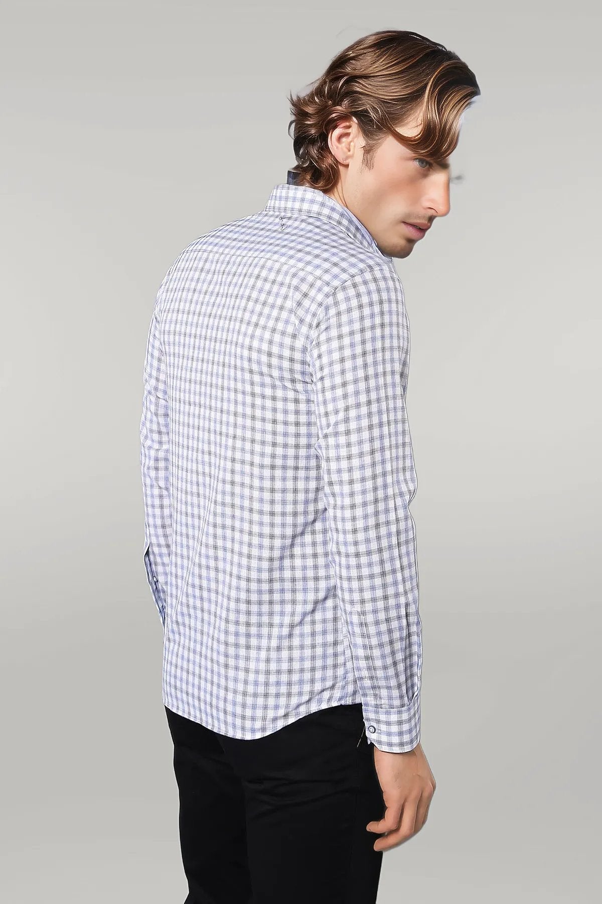 Blue Slim Fit Check Shirt