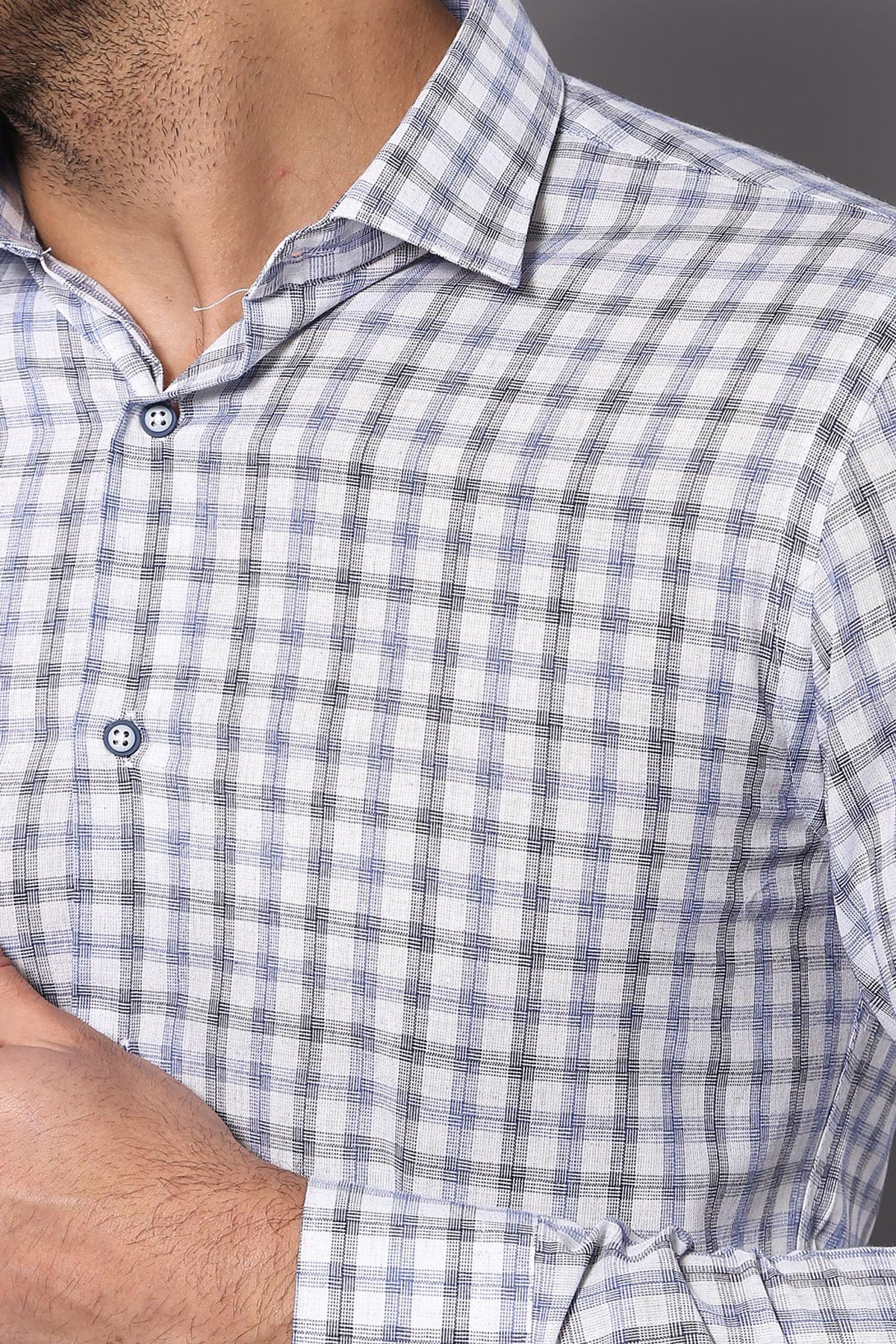 Blue Slim Fit Check Shirt