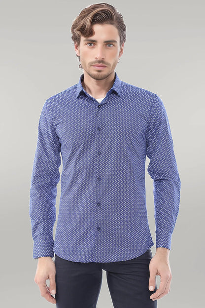 Navy Blue Patterned Shirt