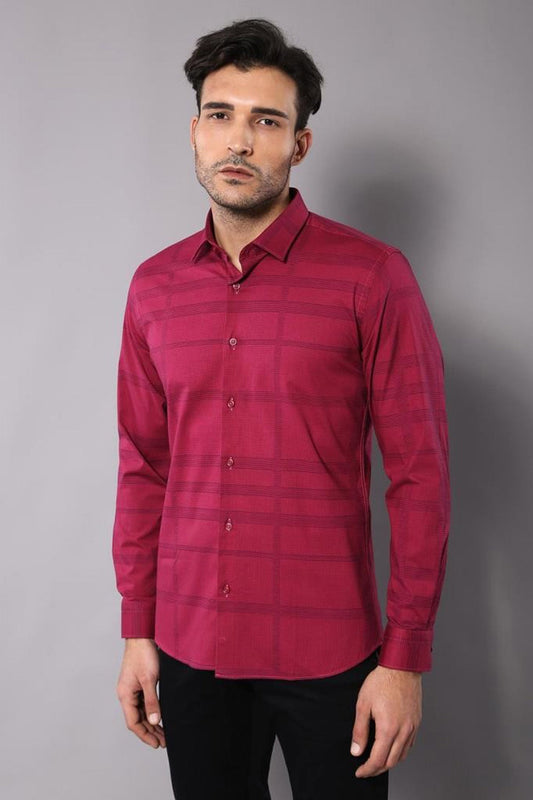 KOALA SYDNEY  Patterned Striped Burgundy Shirt-