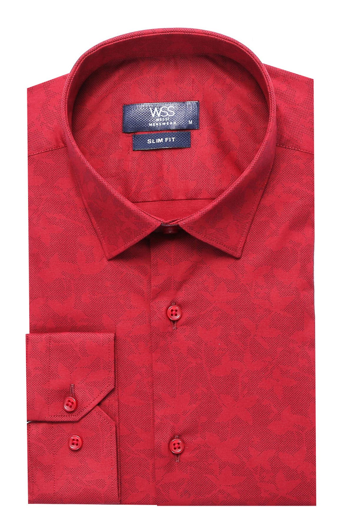 KOALA SYDNEY  Burgundy Slimfit Shirt with Self Flower Pattern -