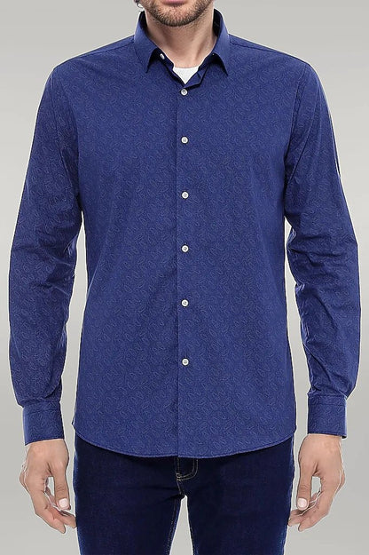 KOALA SYDNEY  Navy Blue Floral Patterned Slim Fit Shirt -