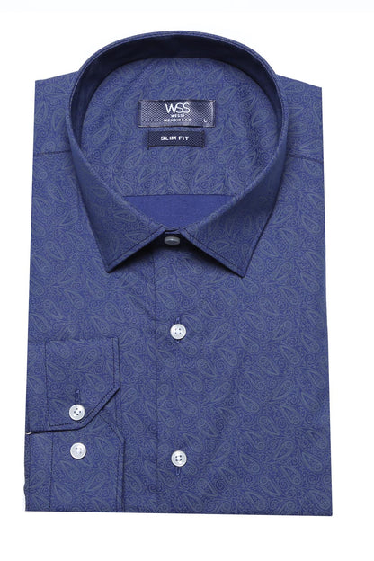 KOALA SYDNEY  Navy Blue Floral Patterned Slim Fit Shirt -