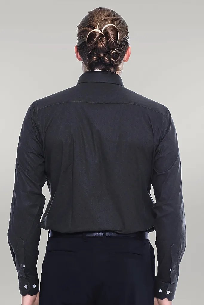 Green Self Patterned Slimfit Shirt -