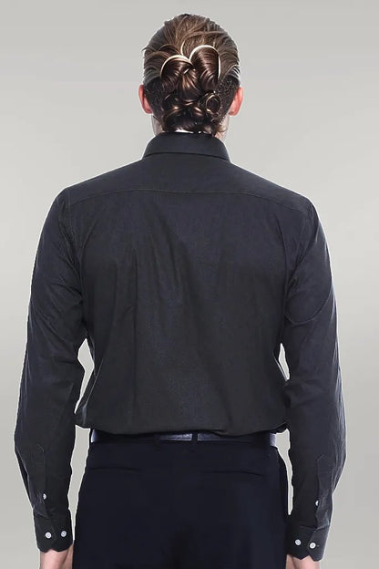 Green Self Patterned Slimfit Shirt -