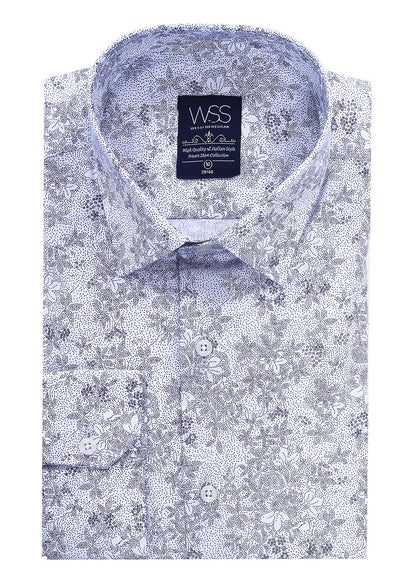 KOALA SYDNEY  Grey Flower Patterned Slim Fit Shirt |