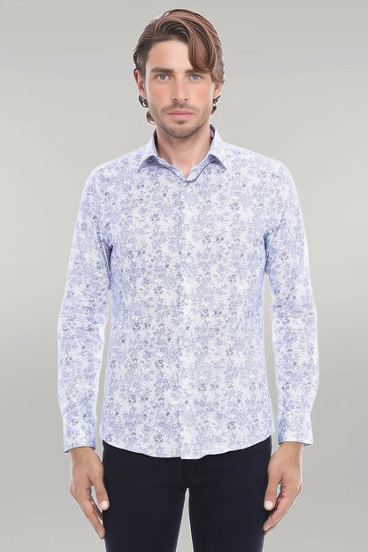 KOALA SYDNEY  Grey Flower Patterned Slim Fit Shirt |
