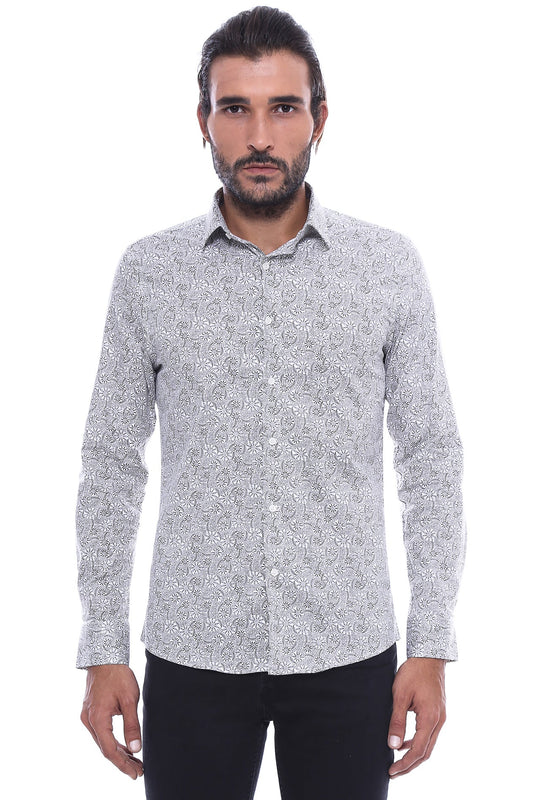 Floral Patterned Slim Fit Shirt - Wessi