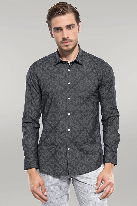 KOALA SYDNEY  Patterned Smoked Long Sleeve Shirt |