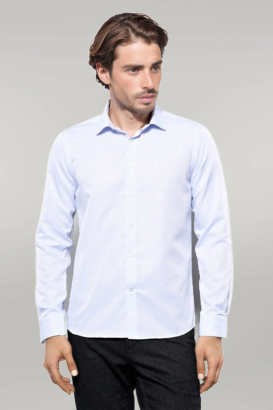 Patterned Casual Baby Blue Shirt