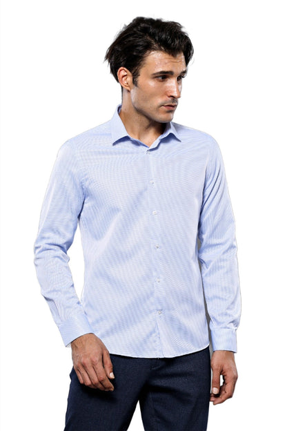 Dot Patterned Casual Blue Shirt