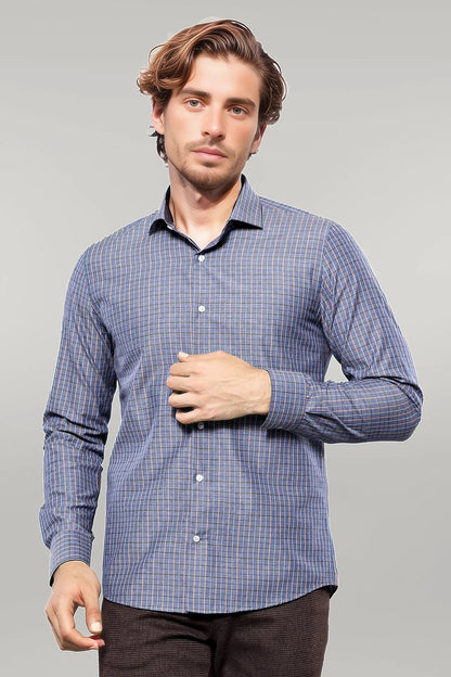 Casual Grey Plaid Shirt