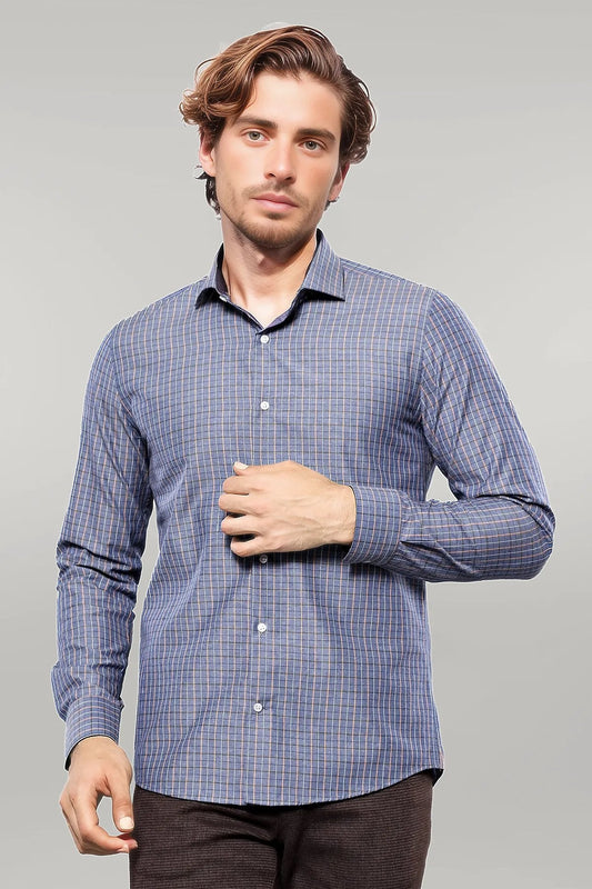 Casual Grey Plaid Shirt