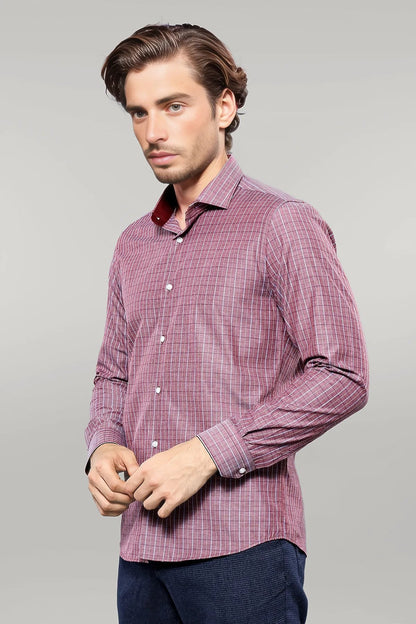 KOALA SYDNEY  Slim-Fit Burgundy Plaid Shirt |