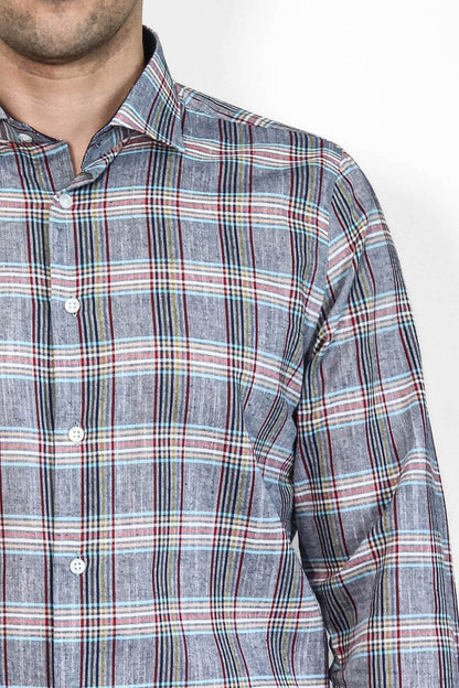 Casual Blue Plaid Shirt