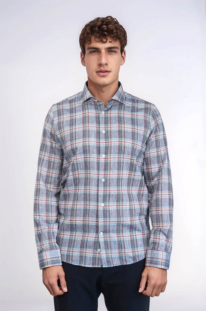 Casual Blue Plaid Shirt