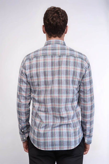 Casual Blue Plaid Shirt