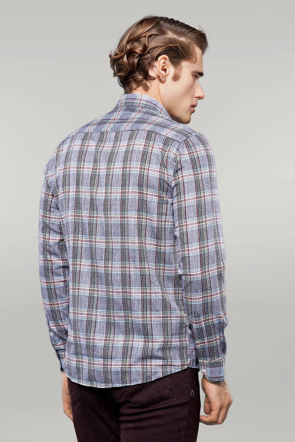 Casual Blue Plaid Shirt -