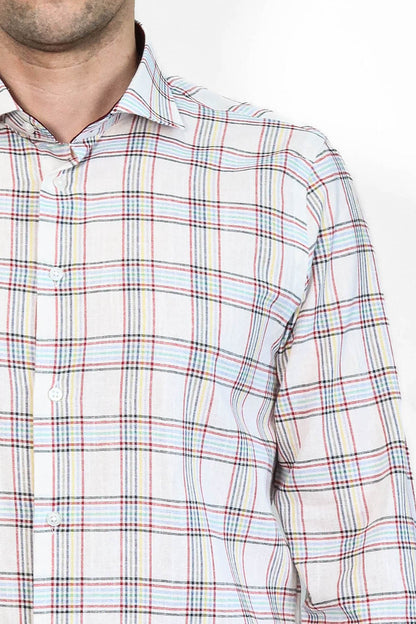 Casual White Plaid Shirt