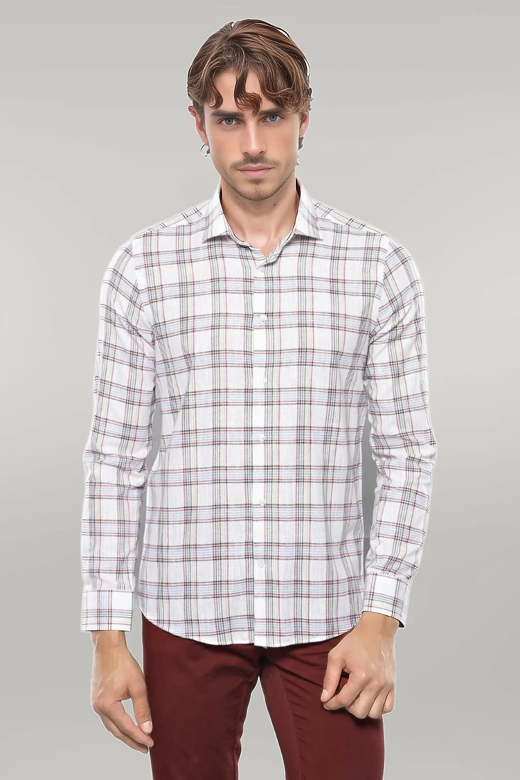 KOALA SYDNEY  Casual White Plaid Shirt |