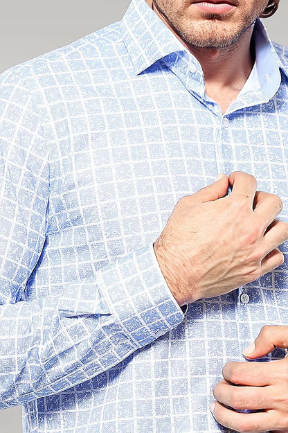 Patterned Plaid Light Blue Shirt