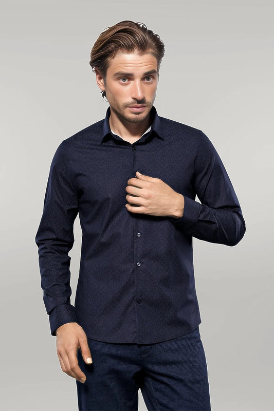 KOALA SYDNEY  Patterned Navy Blue Men's Shirt |