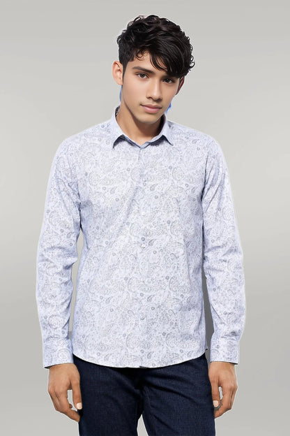 Patterned Men's White Shirt |