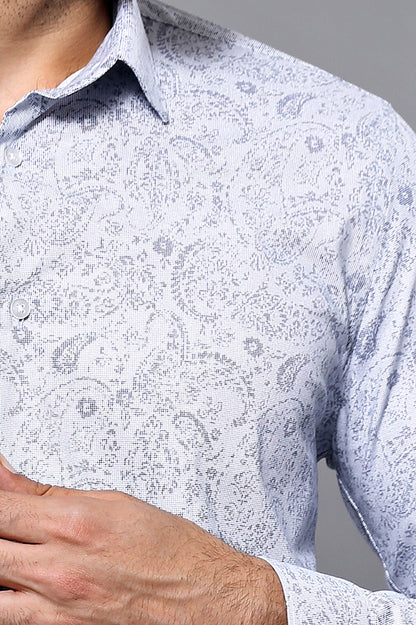 Patterned Men's White Shirt |