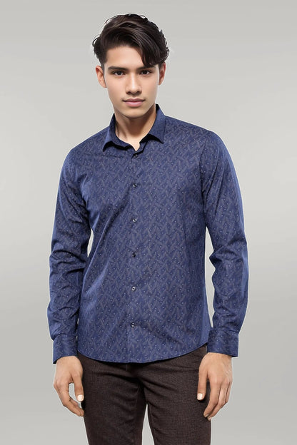 KOALA SYDNEY  Dot-Patterned Navy Blue Shirt |