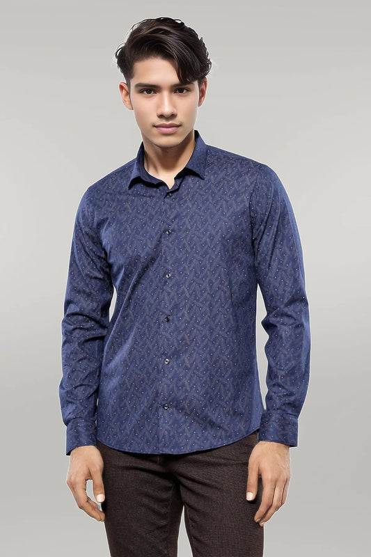 KOALA SYDNEY  Dot-Patterned Navy Blue Shirt |