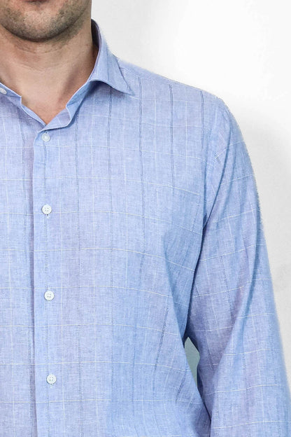 Checked Long Sleeve Blue Shirt