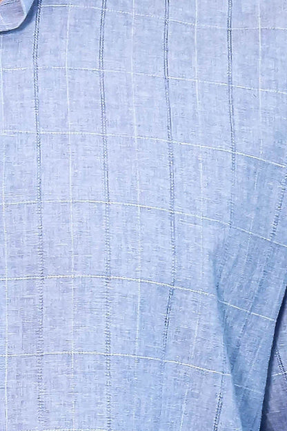 Checked Long Sleeve Blue Shirt