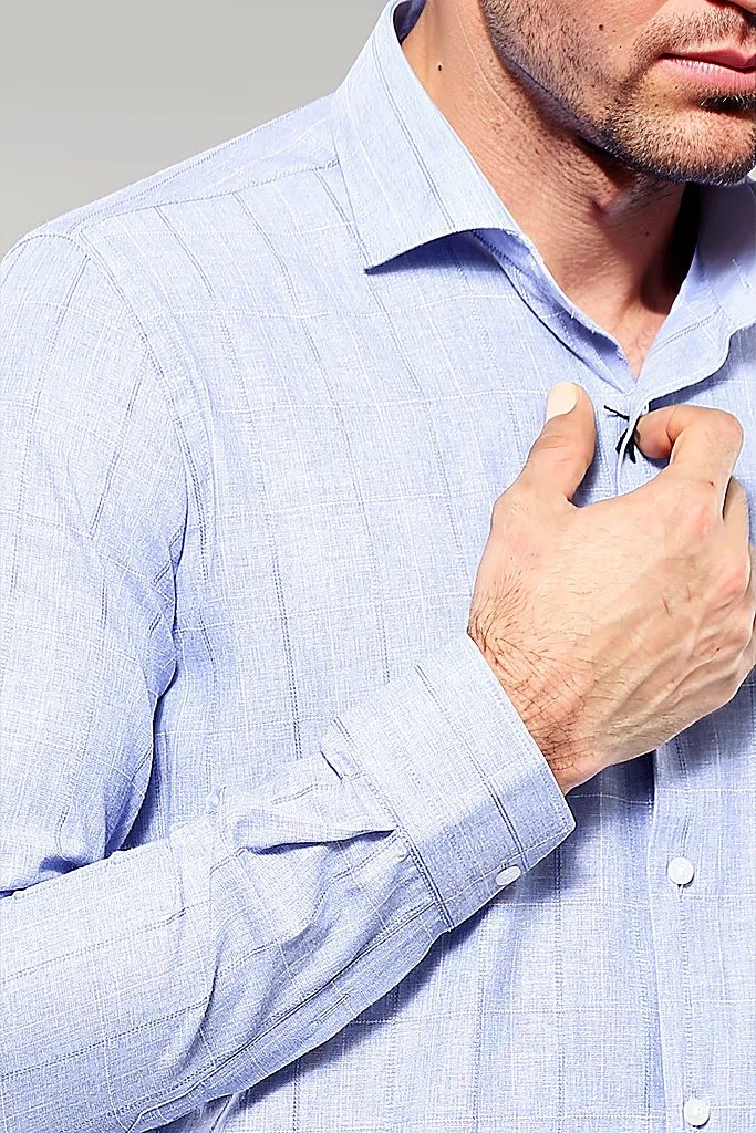 Checked Long Sleeve Blue Shirt |