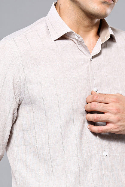Plaid Beige Slim-Fit Shirt
