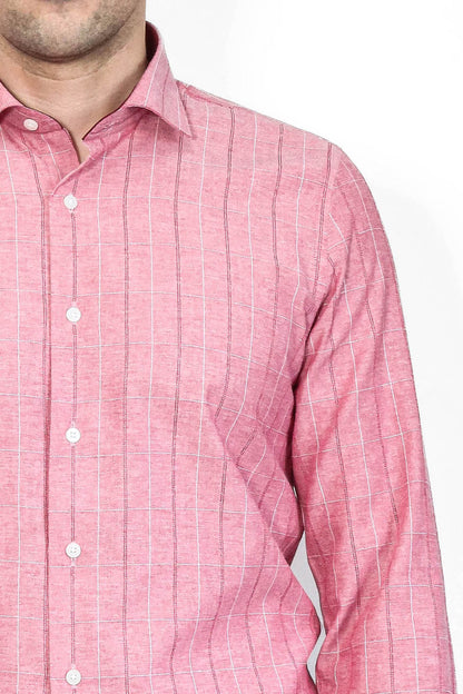 Checked Light Burgundy Men's Shirt