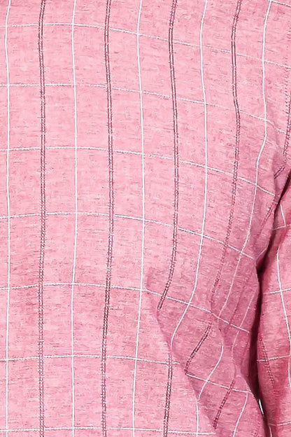 Checked Light Burgundy Men's Shirt