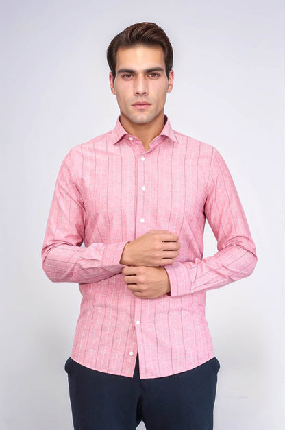 Checked Light Burgundy Men's Shirt