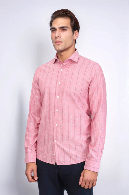 Checked Light Burgundy Men's Shirt